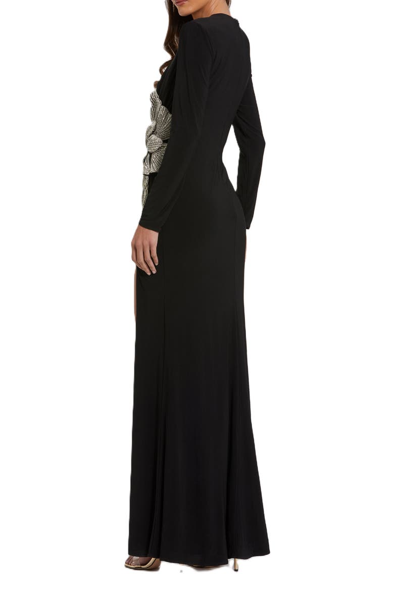 Jersey Gown With Embellished Flower, Alternate, color, Black