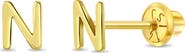 In Season Jewelry 14k Itsy Bitsy Initial Letter Earrings