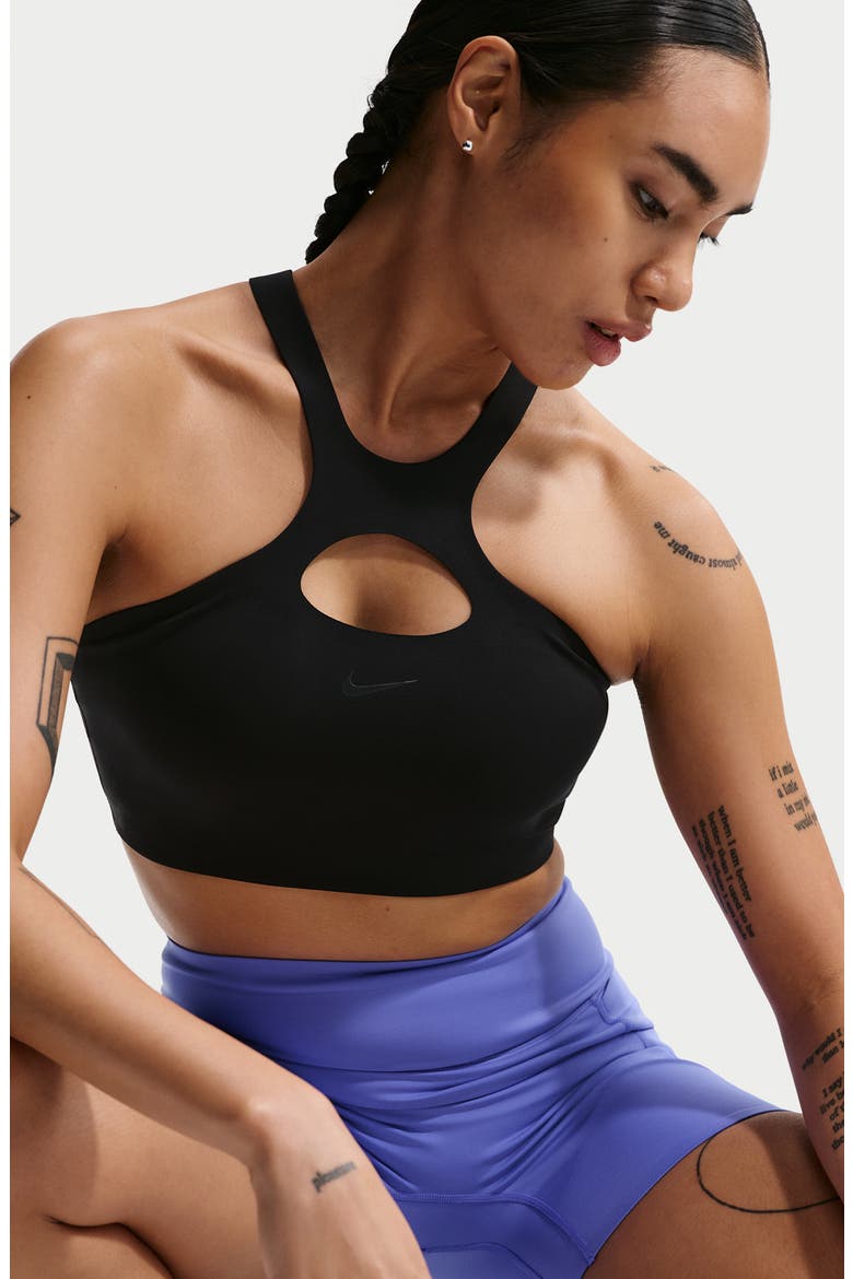 Universa Cutout Sports Bra, Alternate, color, BLACK/ ANTHRACITE