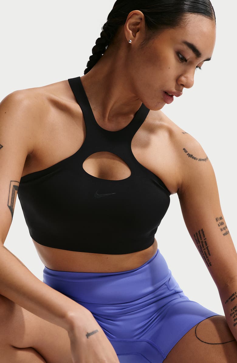 Nike Universa Cutout Sports Bra, Alternate, color, Black/ Anthracite
