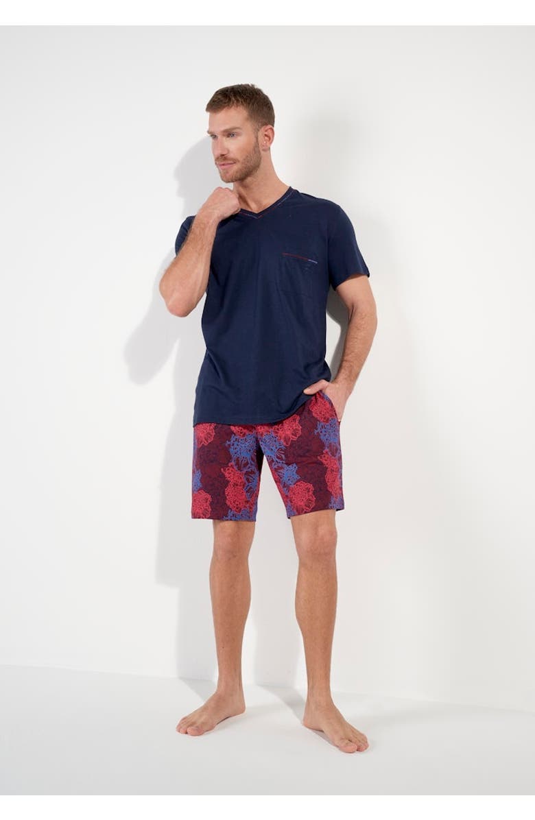 HOM Bouquet Short Pajama Set, Alternate, color, Bordeaux Print