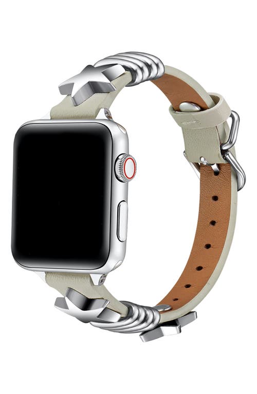 The Posh Tech Austin Star Leather Apple Watch® Watchband In Chalk