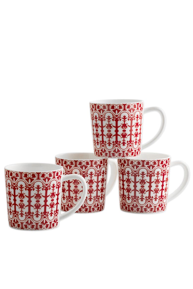 Casablanca Crimson Mug - Porcelain - Set 4, Alternate, color, RED