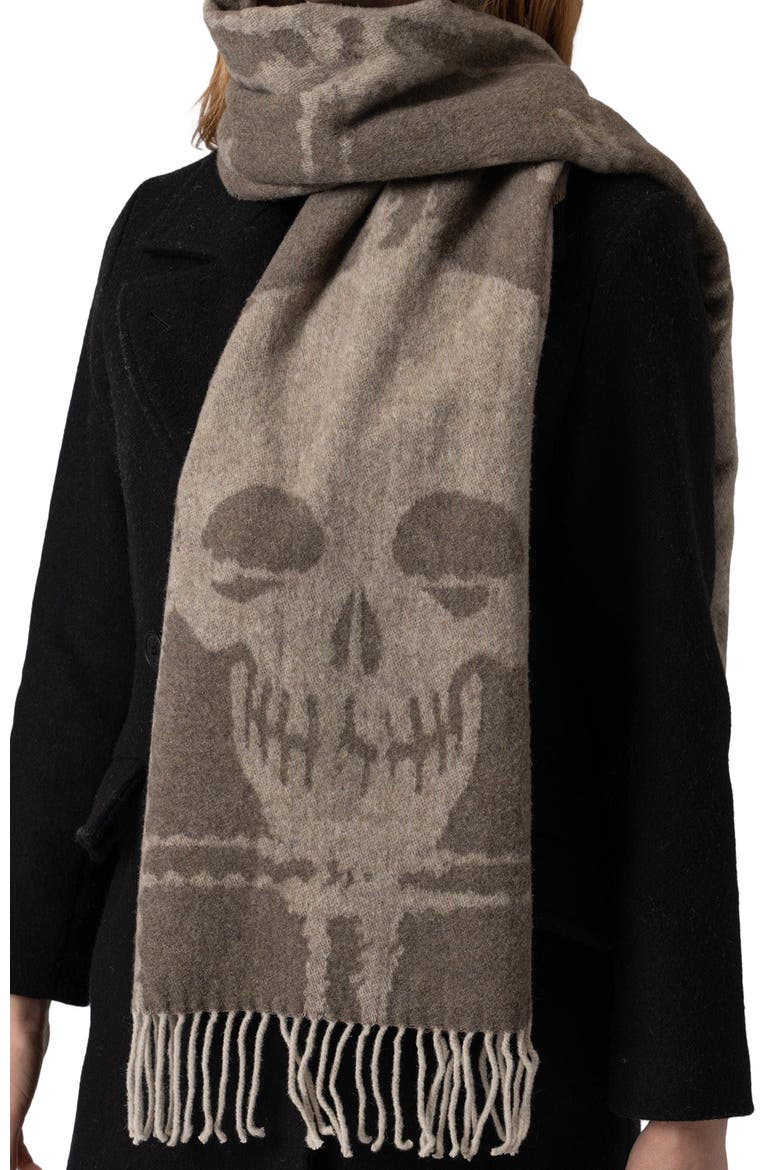 Sutton Skull Scarf, Alternate, color, Beige