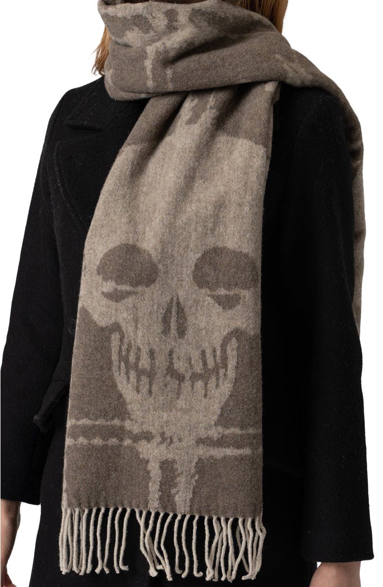 Saint + Sofia Sutton Skull Scarf, Alternate, color, Beige