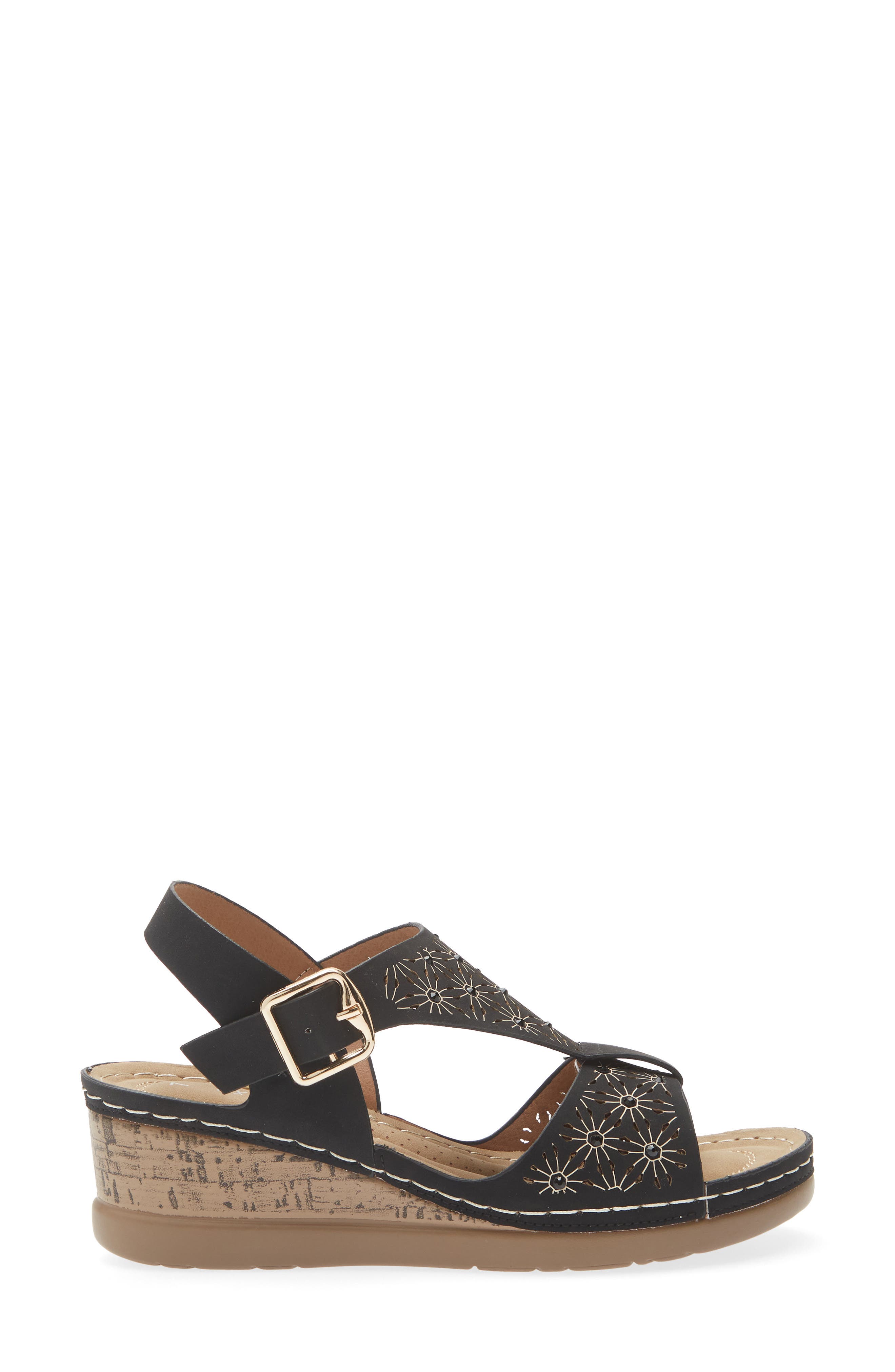 EXTREME BY EDDIE MARC Zora Wedge Sandal, Alternate, color, Black