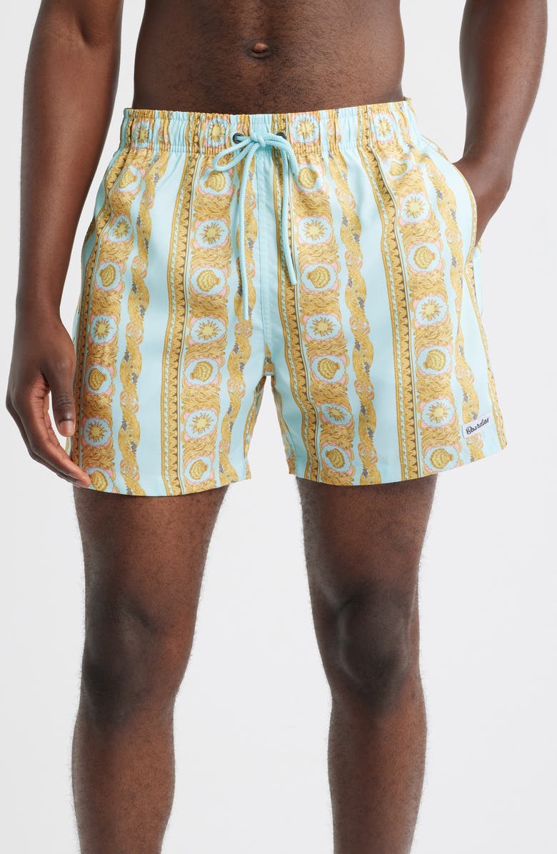 Boardies Printed Short Swim Trunks, Main, color, Aqua