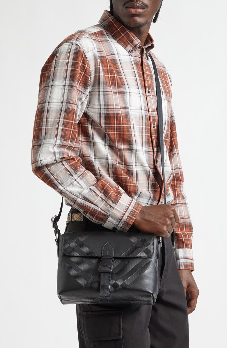 Burberry Small Buckle Messenger Bag, Alternate, color, Black