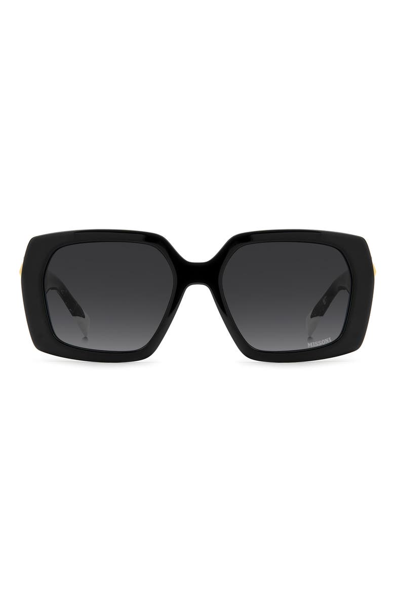 55mm Gradient Rectangular Sunglasses, Main, color, BLACK/ DARK GREY SF