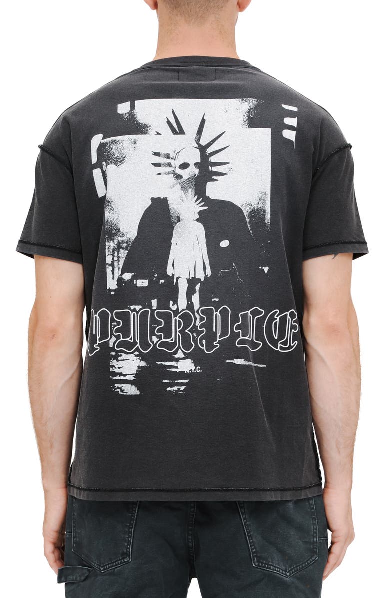 PURPLE BRAND Textured Inside Out Cotton Graphic T-Shirt, Alternate, color, Black