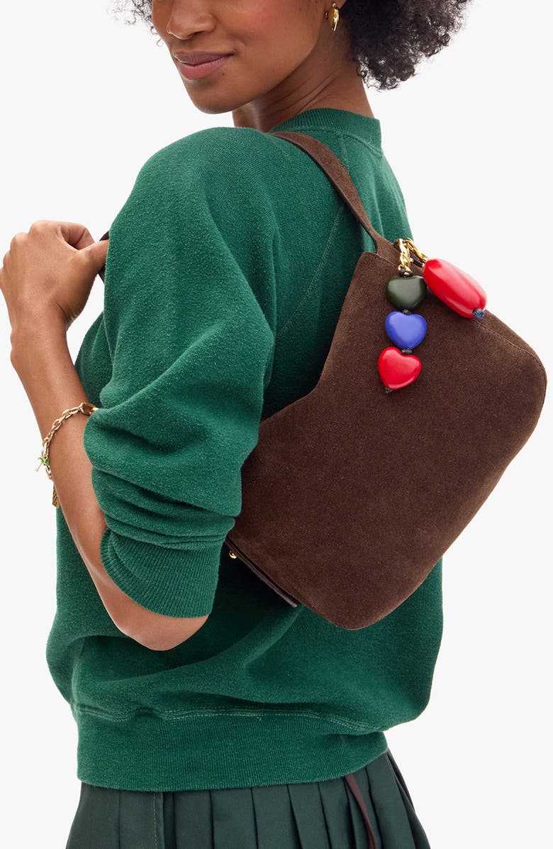 Clare V. Heart Bag Charm, Alternate, color, Evergreen Multi