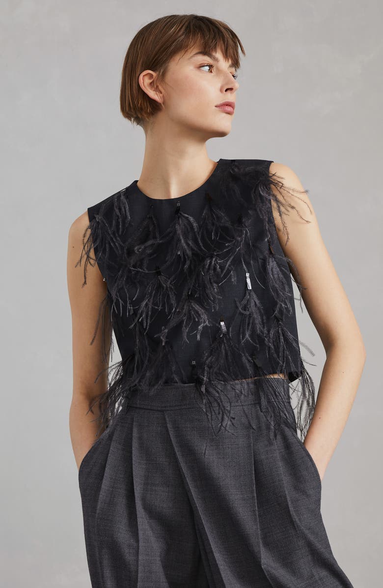 Brunello Cucinelli Tropical Luxury Wool top, Alternate, color, 