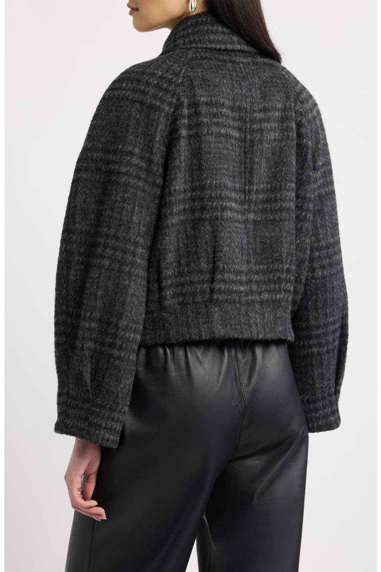 Plaid Cropped Pleated Jacket, Alternate, color, BLACK- GREY MAUDE PLAID