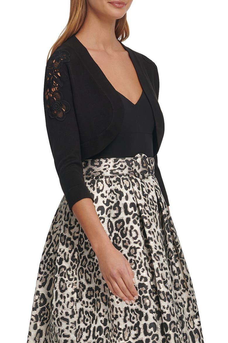 Lace Detail Bolero Cardigan, Alternate, color, BLACK