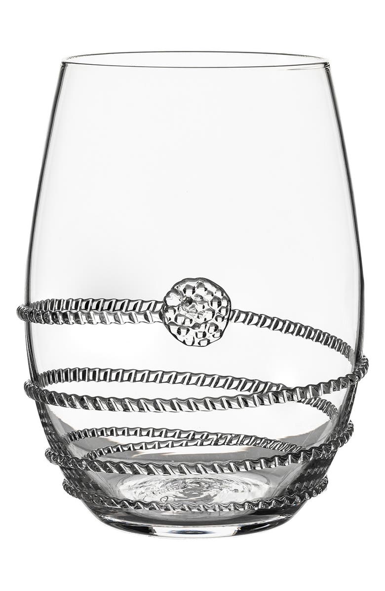 Juliska Heritage Set of 4 Assorted Stemless Wine Glasses, Alternate, color, Clear