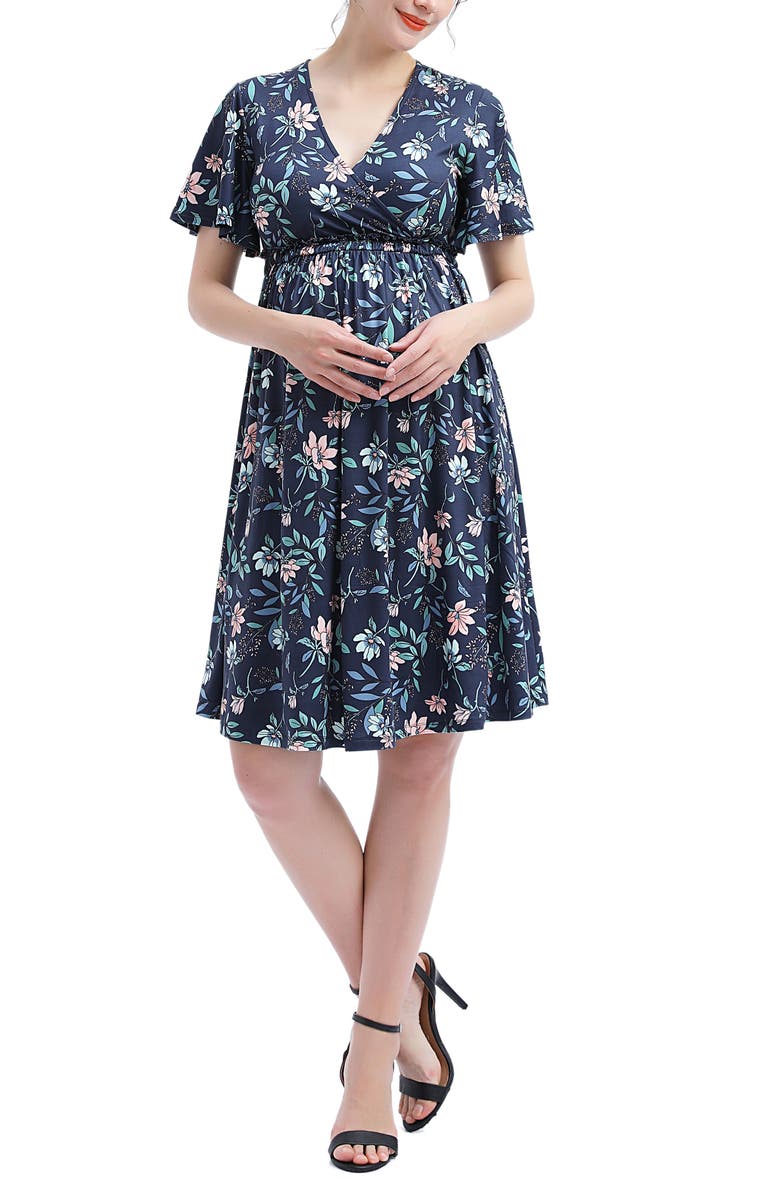 Kimi and Kai Everly Floral Fit & Flare Maternity/Nursing Dress, Main, color, 