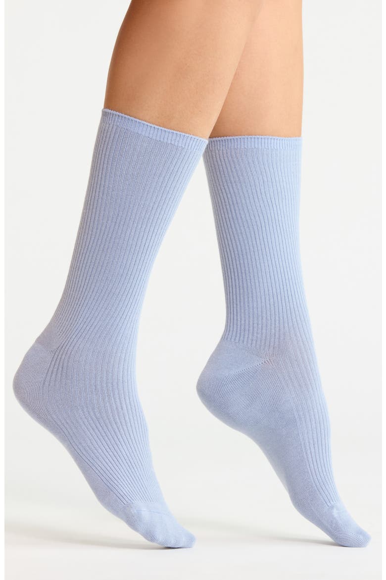 Everyday Rib Crew Socks, Main, color, BLUE BLIZZARD