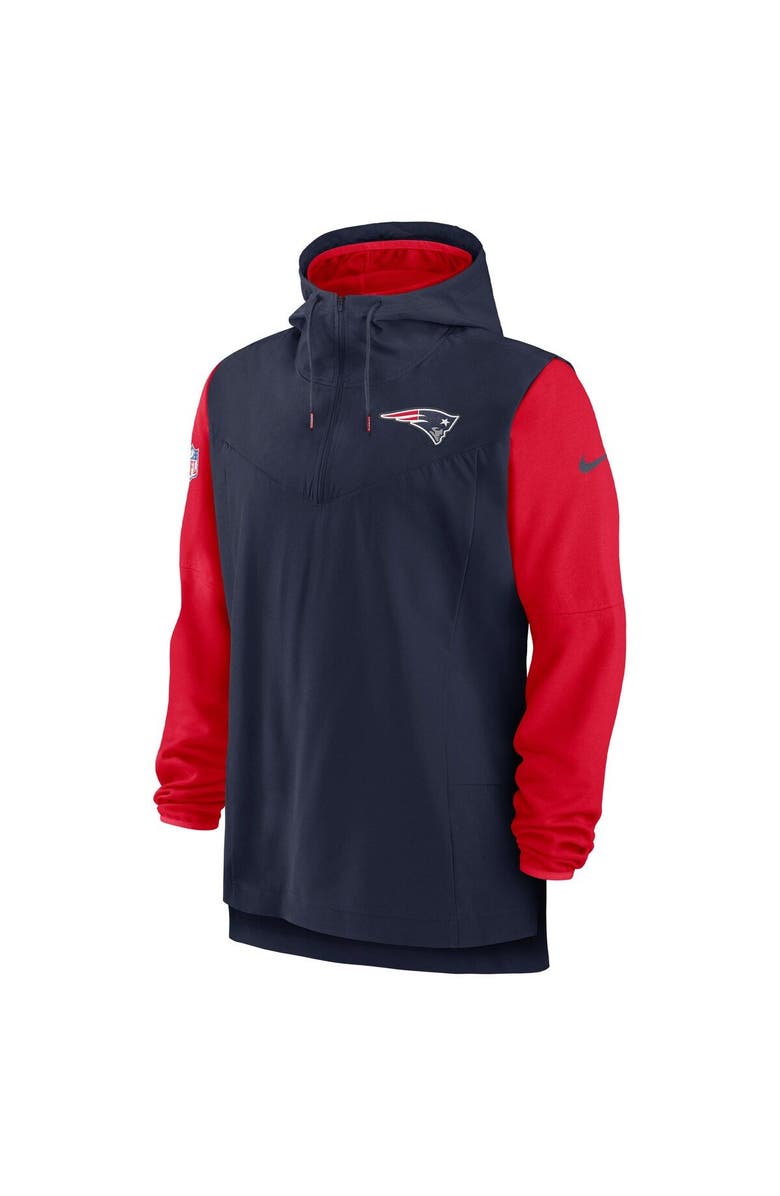 Nike Men's Nike Navy/Red New England Patriots Sideline Player Quarter-Zip Hoodie, Alternate, color, 