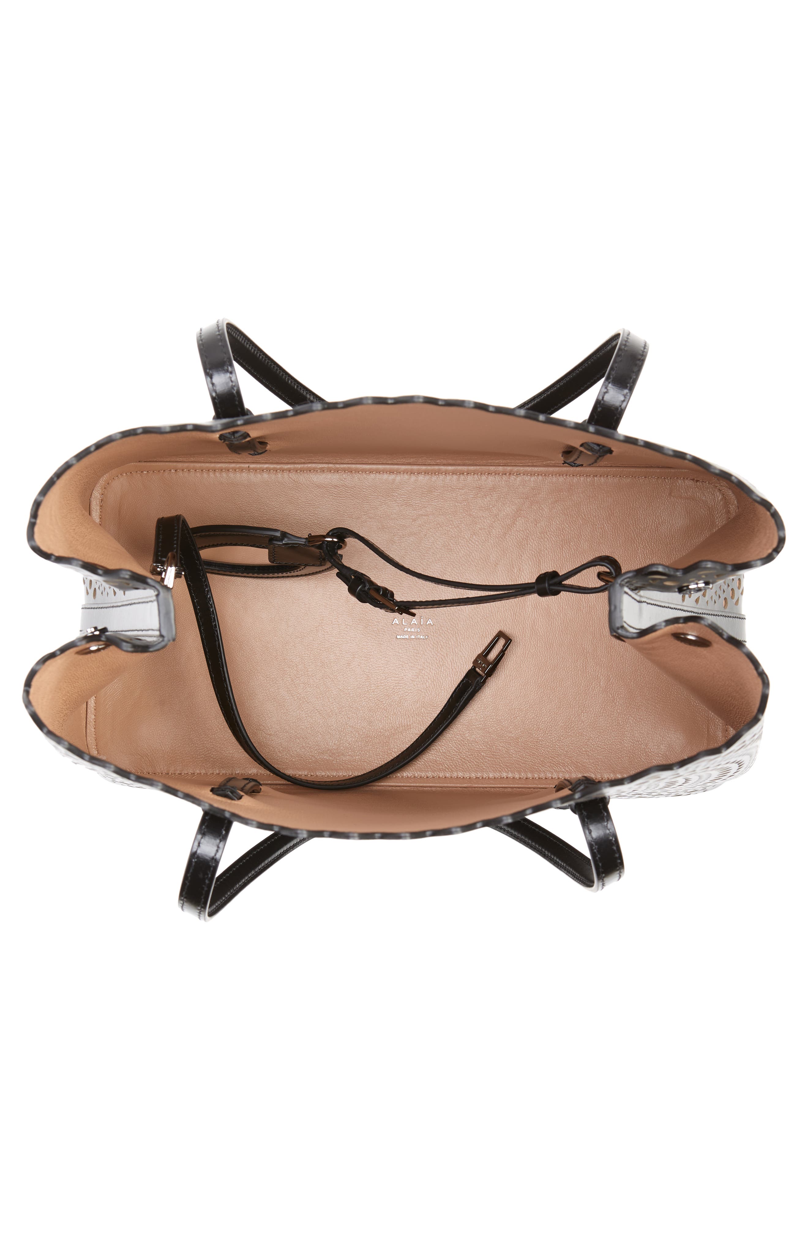 Alaïa Mini Vienne Mina Palm Perforated Leather Tote, Alternate, color, 