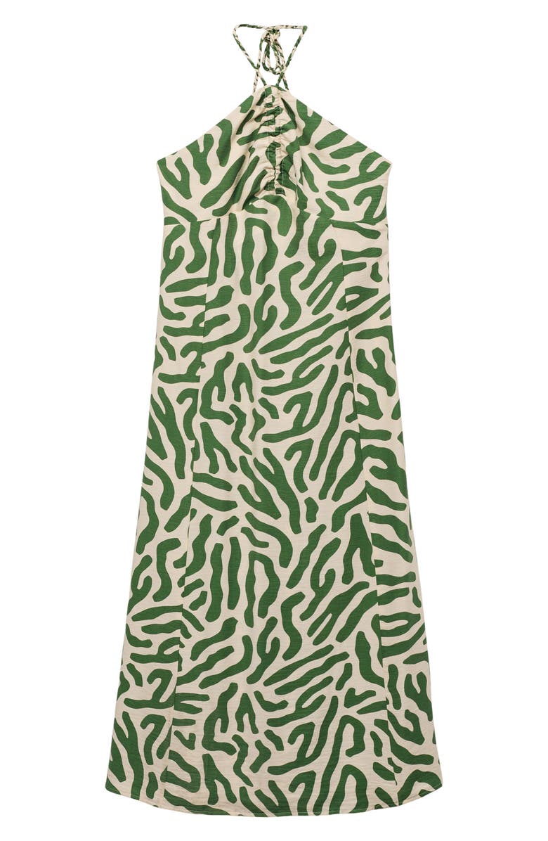 MANGO Frill Print Cotton Midi Dress, Alternate, color, Green