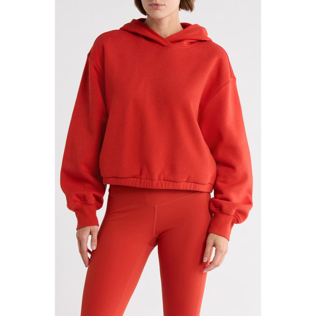 Z By Zella Feather Fleece Cinch Hem Pullover Hoodie In Red