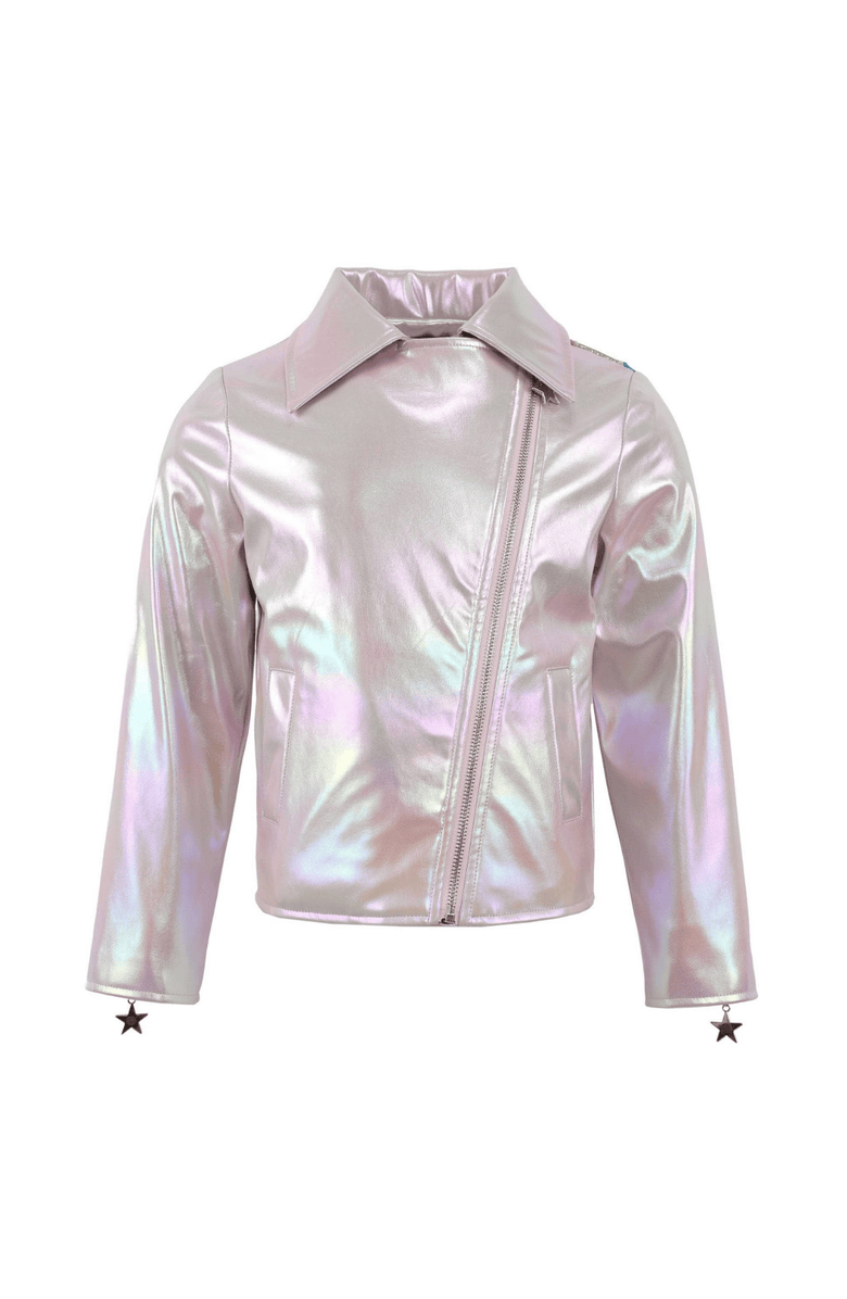 Lola + The Boys Rainbow Cloud Hologram Leather, Main, color, Silver