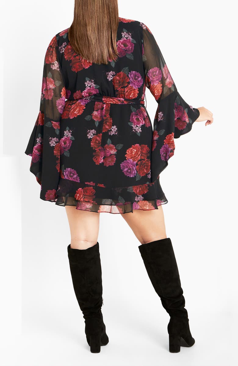 City Chic Emberlynn Floral Long Sleeve Minidress, Alternate, color, Floral