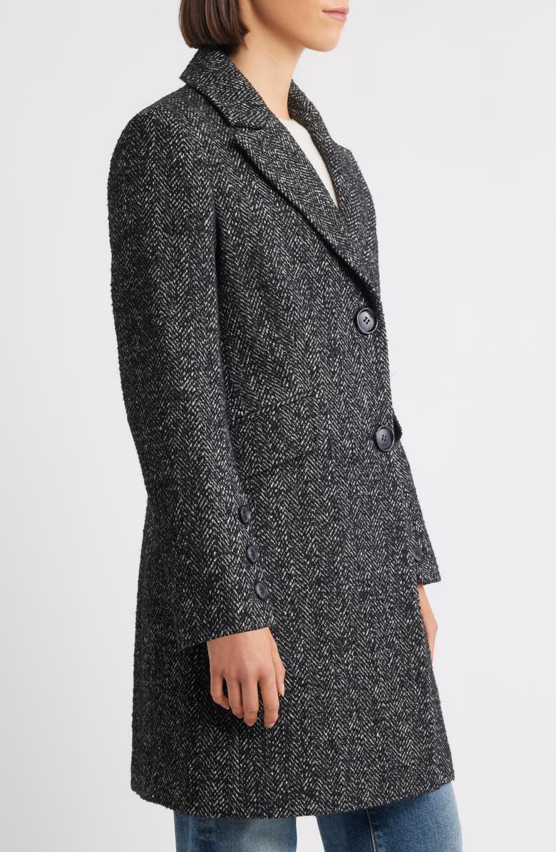 Sam Edelman Reefer Single Breasted Wool Blend Twill Jacket, Alternate, color, Black