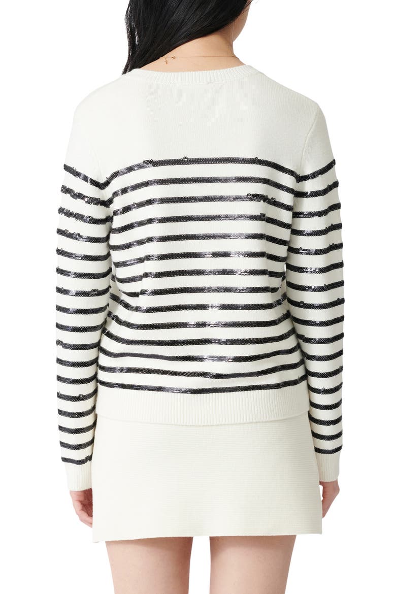 Mystrip Sequin Stripe Sweater, Alternate, color, ECRU