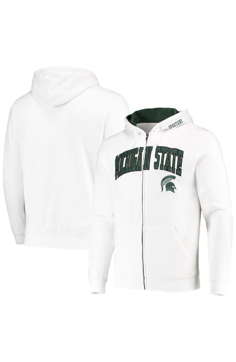 COLOSSEUM Men's Colosseum White Michigan State Spartans Arch & Logo 3.0 Full-Zip Hoodie, Main, color, White