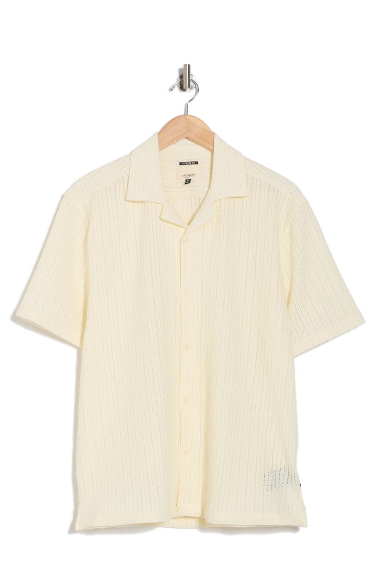 Civil Society Relaxed Fit Open Stitch Camp Shirt, Alternate, color, Cream
