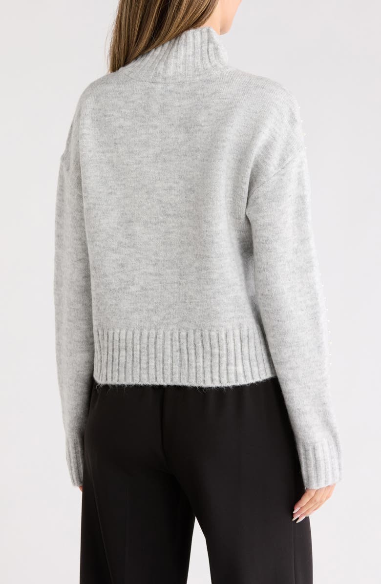 Ellen Tracy Pearly Studded Crop Sweater, Alternate, color, Light Grey Mix