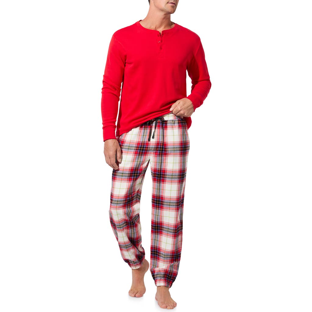 BedHead Pajamas Henley Pajama Top and Organic Cotton Flannel Pajama Joggers Set in Equestrian Plaid  product