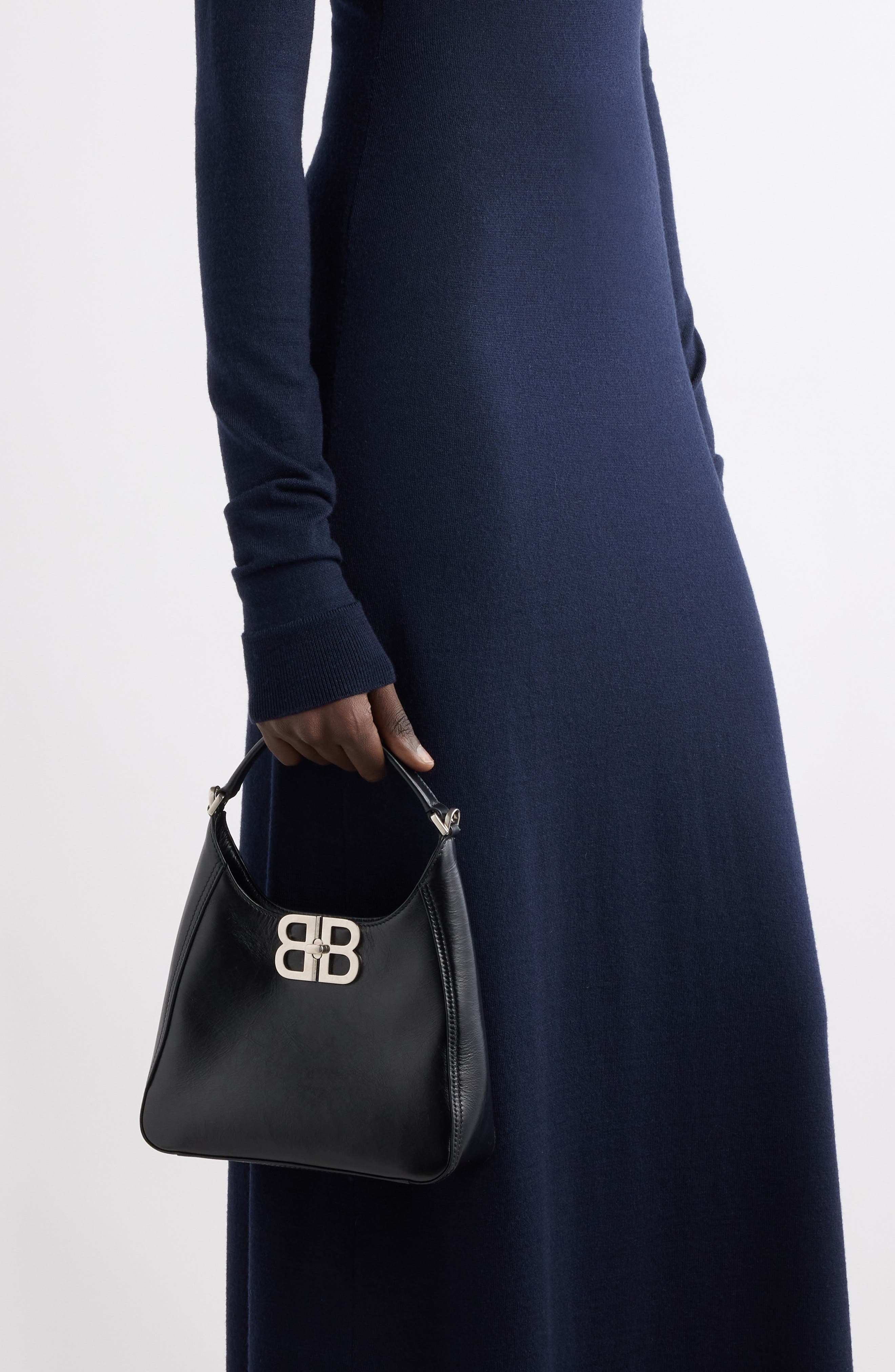 Balenciaga BB Soft Lambskin Leather Hobo Bag, Alternate, color, 