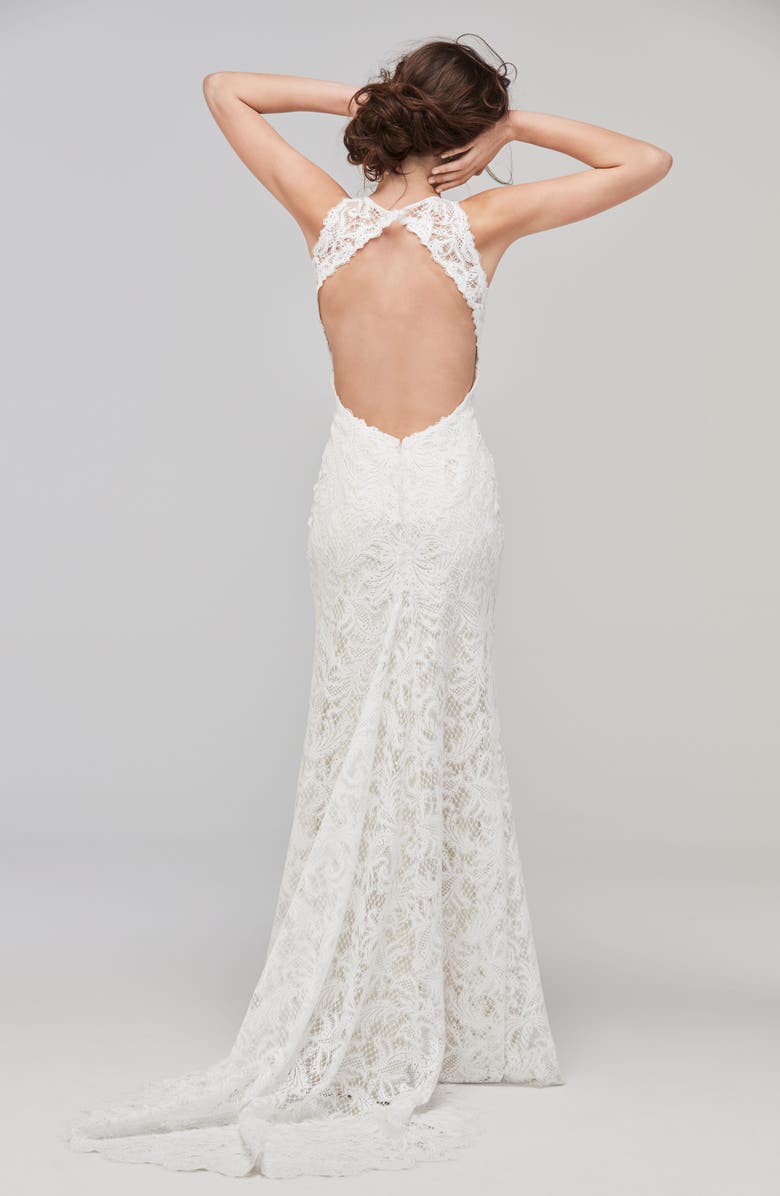 Willowby Adia Sleeveless Lace A-Line Gown, Alternate, color,