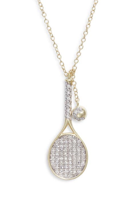 Diamond Tennis Racket Pendant Necklace