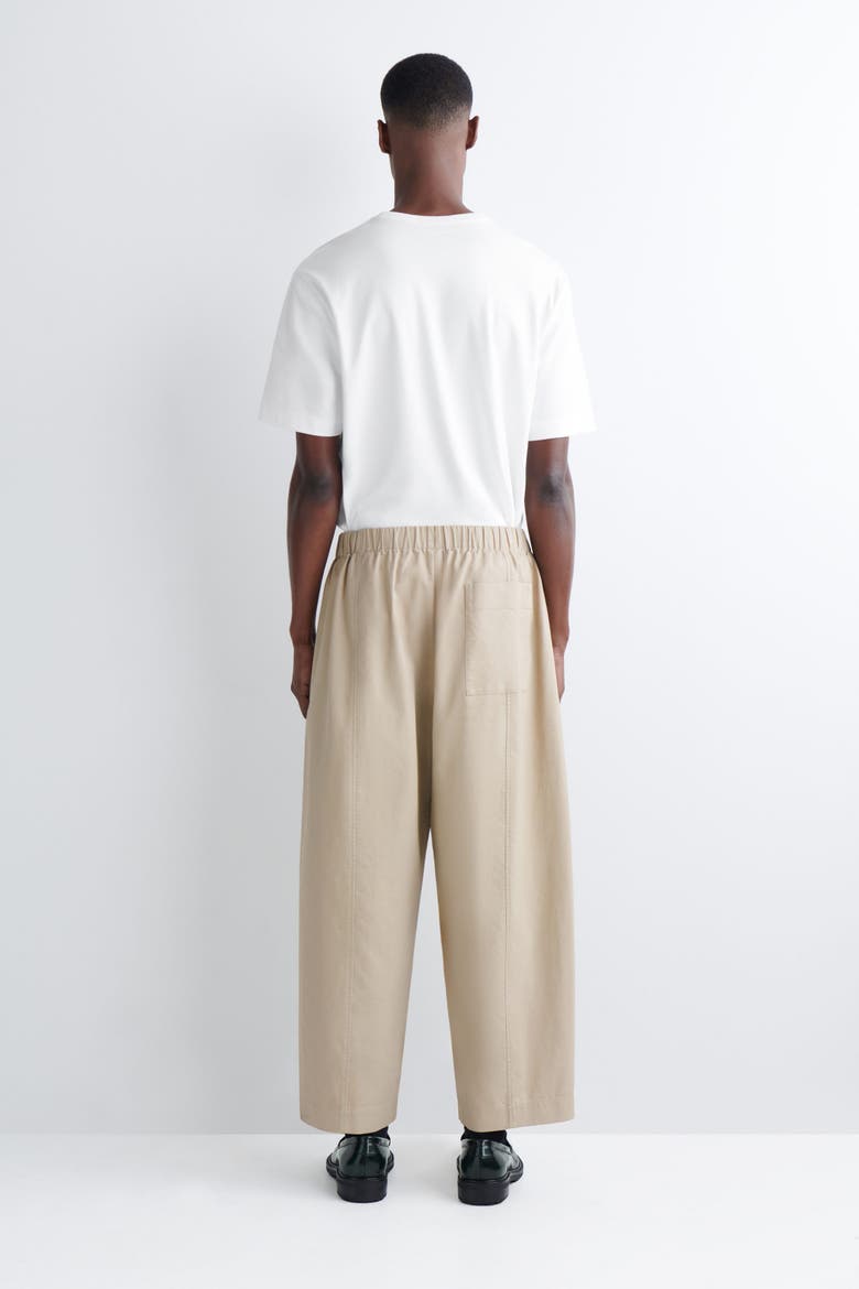 Cotton Cropped Barrel-Leg Pants, Alternate, color, BEIGE