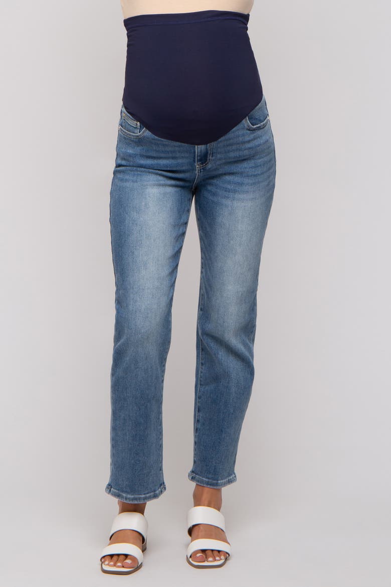Straight Crop Maternity Jeans, Alternate, color, Blue