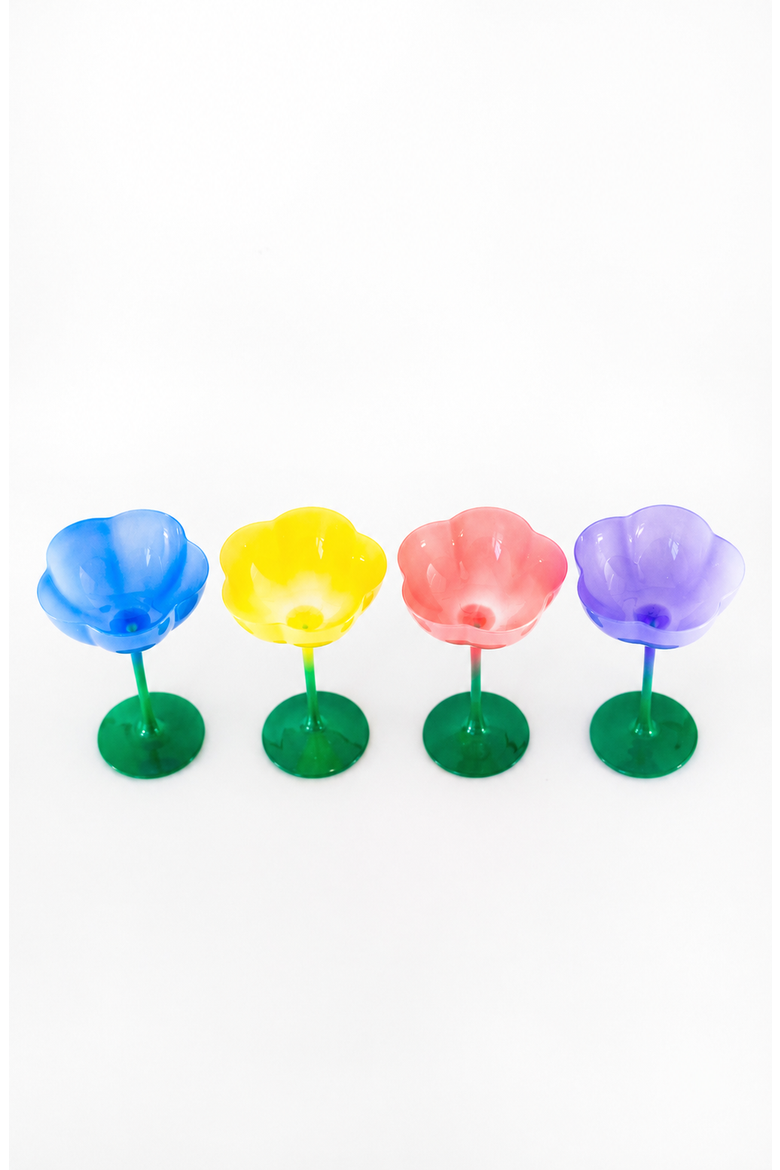 Ombre Flower Coupes, Assorted Colors, Set of 4, Alternate, color, Multi