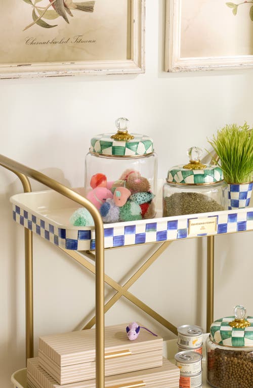 Mackenzie-childs Mackenzie Childs Emerald Check Large Kitchen Canister In Green