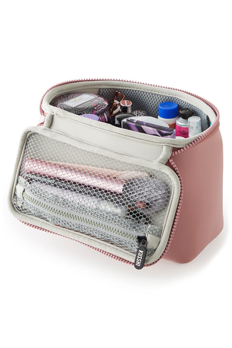 Small Neoprene Train Case, Alternate, color, MAUVE/STONE