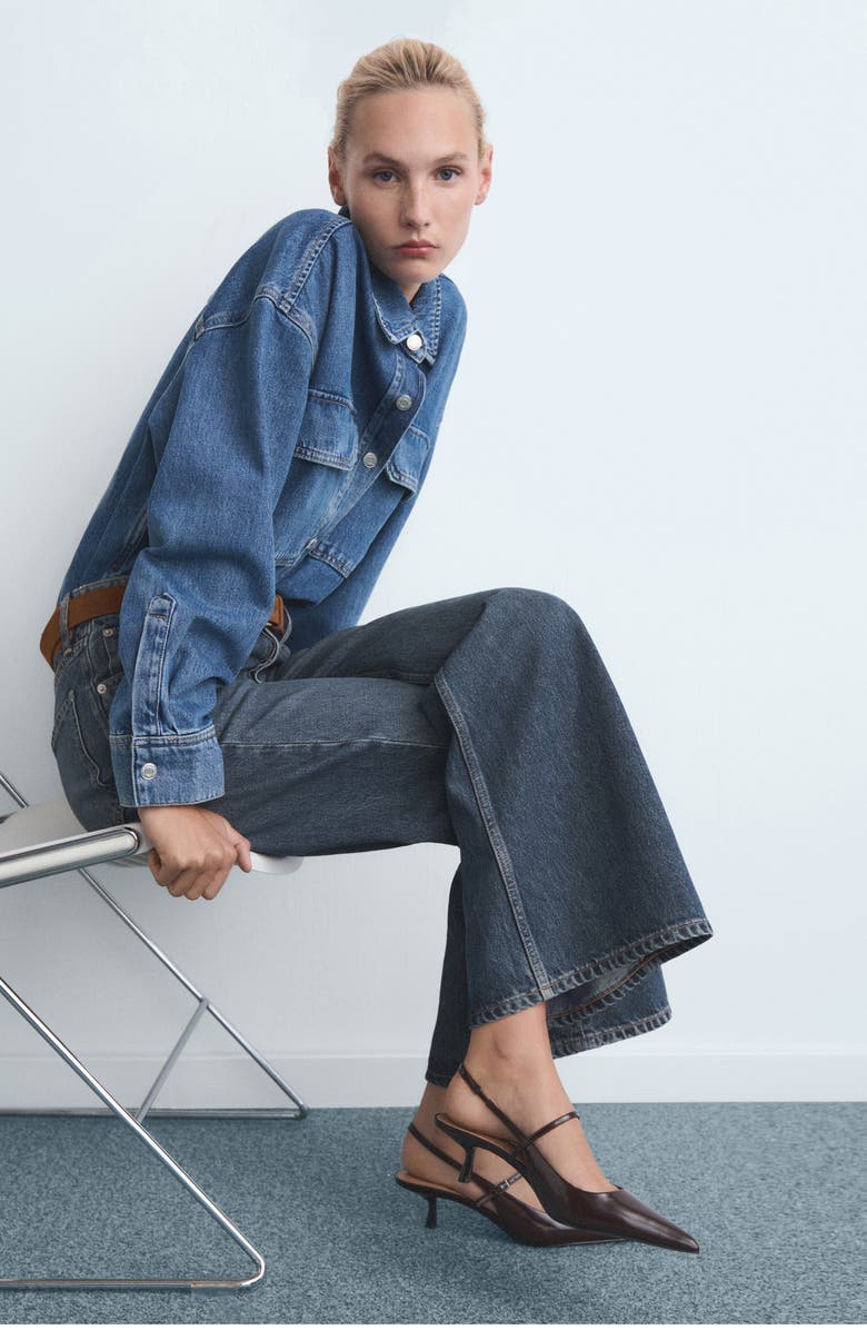 MANGO Mid Rise Button Fly Wide Leg Jeans, Alternate, color, Dark Blue