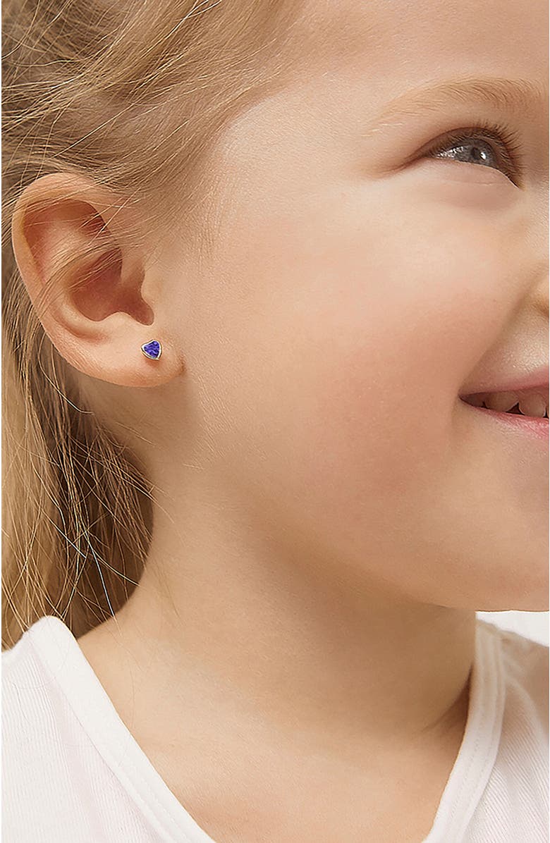 In Season Jewelry 14k Bezel Cubic Zirconia Heart Earrings, Alternate, color, Purple