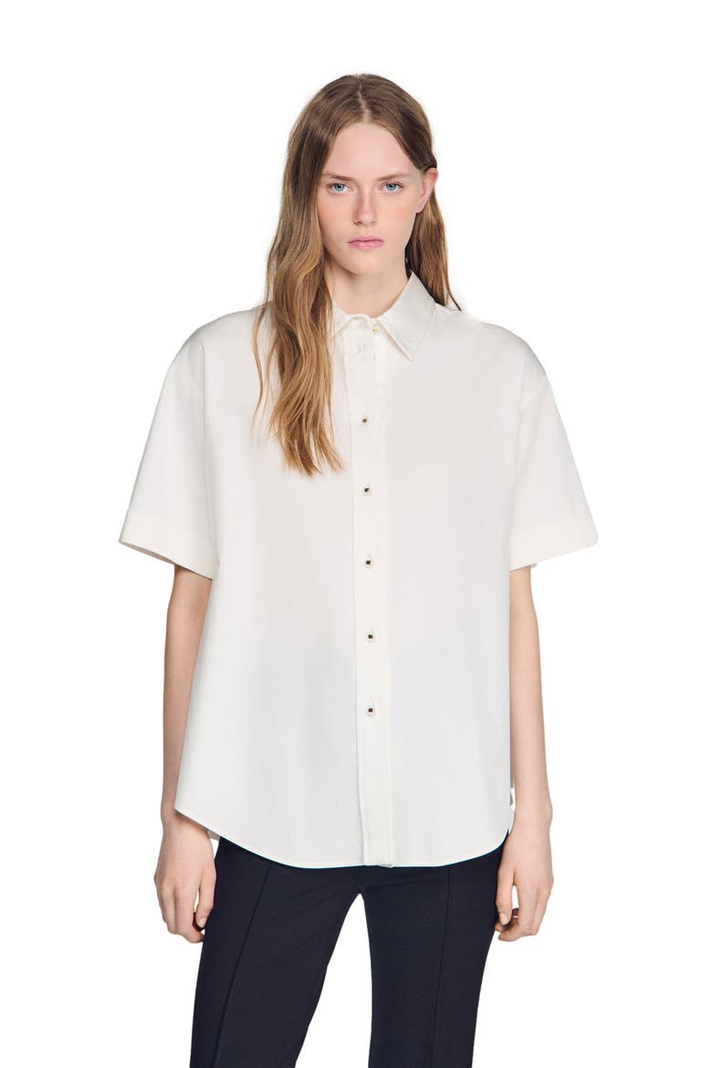 Pleated back shirt, Alternate, color, Ecru
