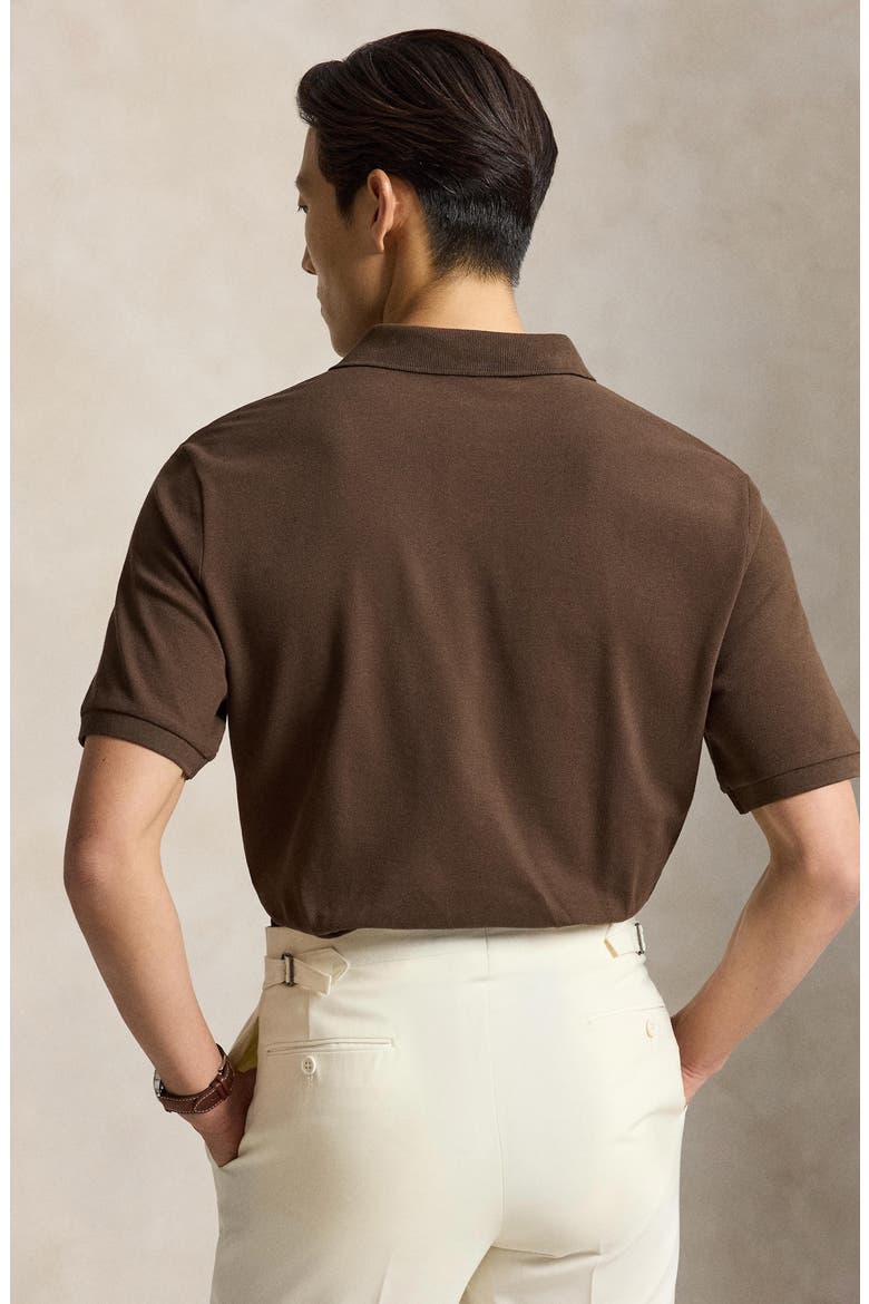 The Iconic Solid Cotton Piqué Polo, Alternate, color, NUTMEG BROWN