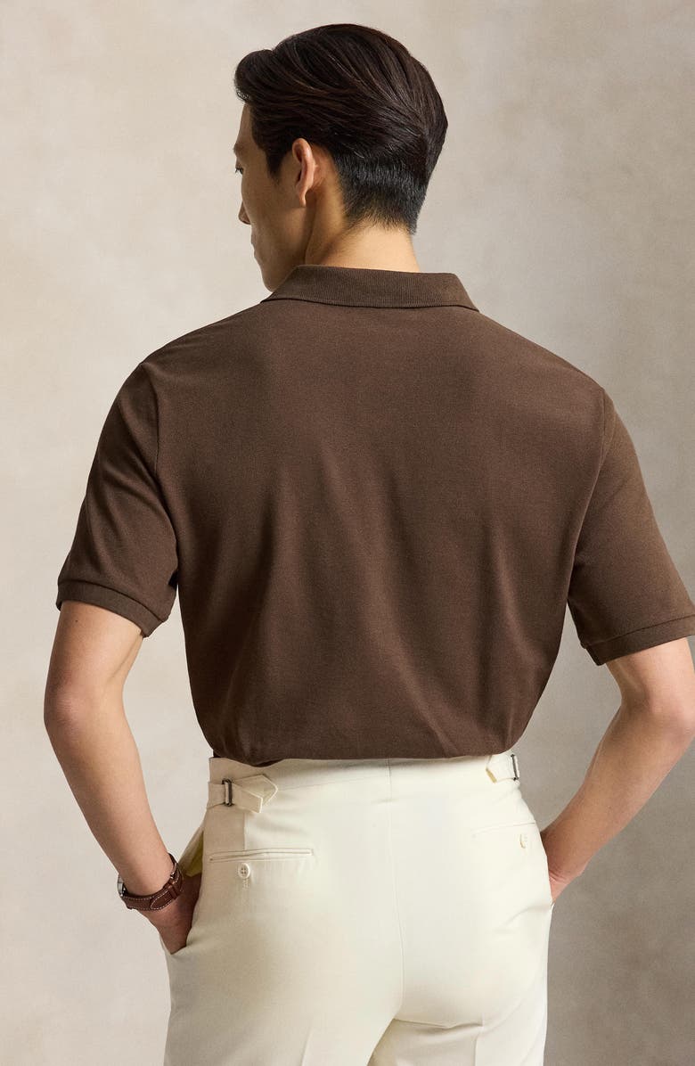 Polo Ralph Lauren The Iconic Solid Cotton Piqué Polo, Alternate, color, Nutmeg Brown
