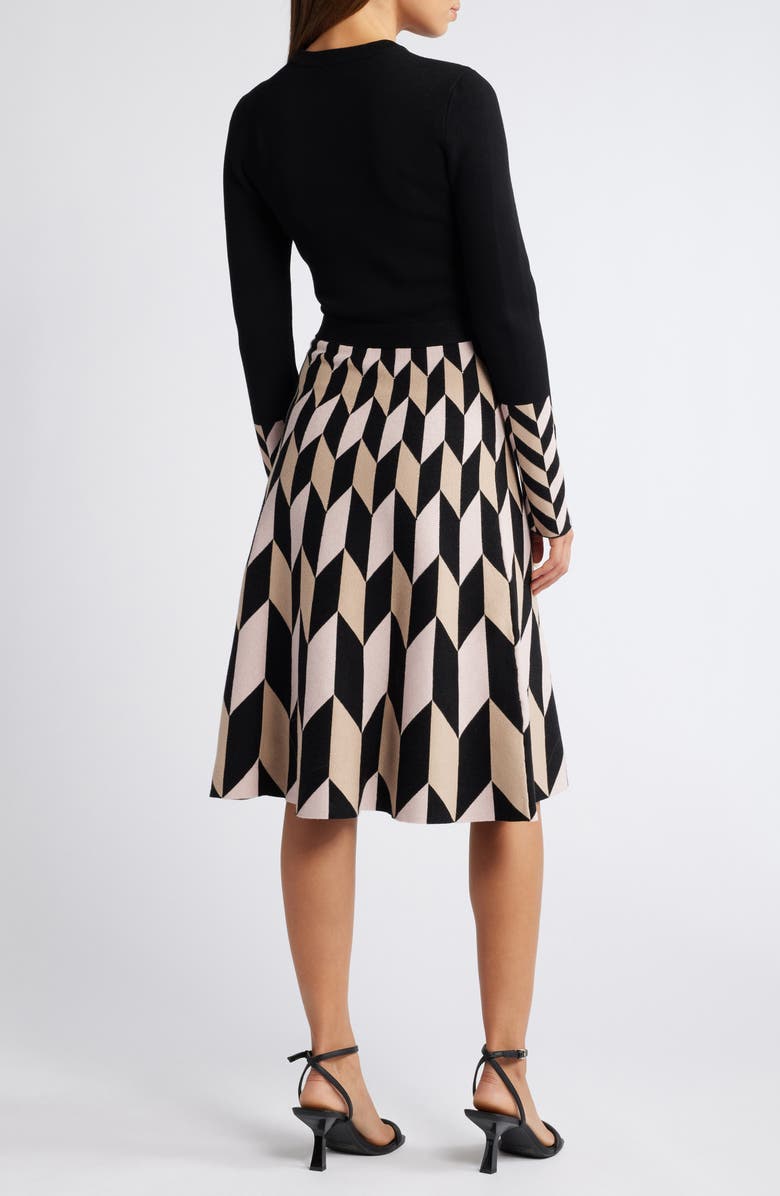 Eliza J Fit & Flare Long Sleeve Sweater Dress, Alternate, color, 