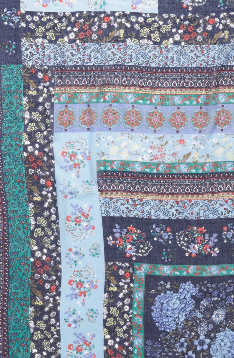 Collection XIIX Ditsy Floral Patchwork Scarf, Alternate, color, Navy Night