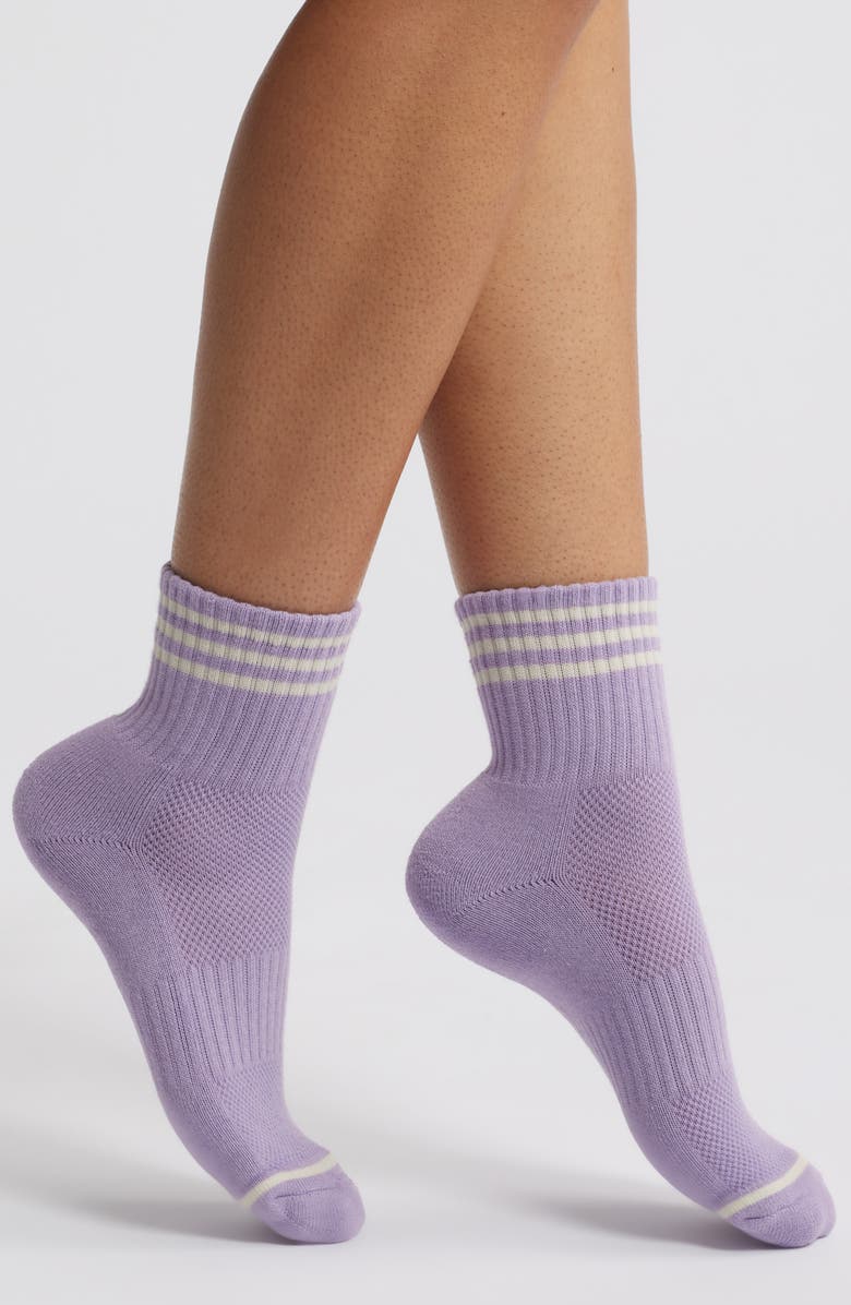 Le Bon Shoppe Girlfriend Stripe Quarter Socks, Main, color, Iris
