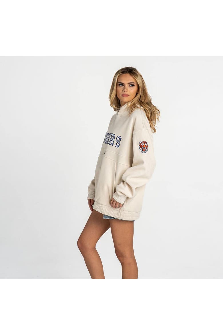 Women's The Wild Collective  Cream Detroit Tigers Oversized Cord Tri-Blend Hoodie, Alternate, color, Cream